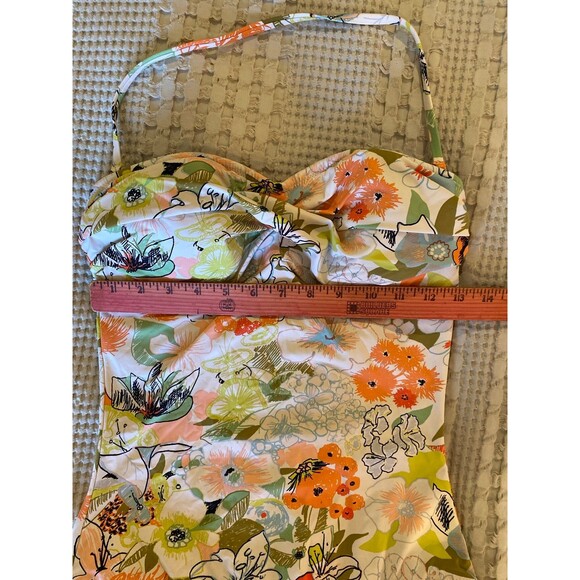 J. Crew One Piece Swimsuit Sz 6 Peach Green Floral Strapless r w/ Strap J.Crew - Picture 7 of 12